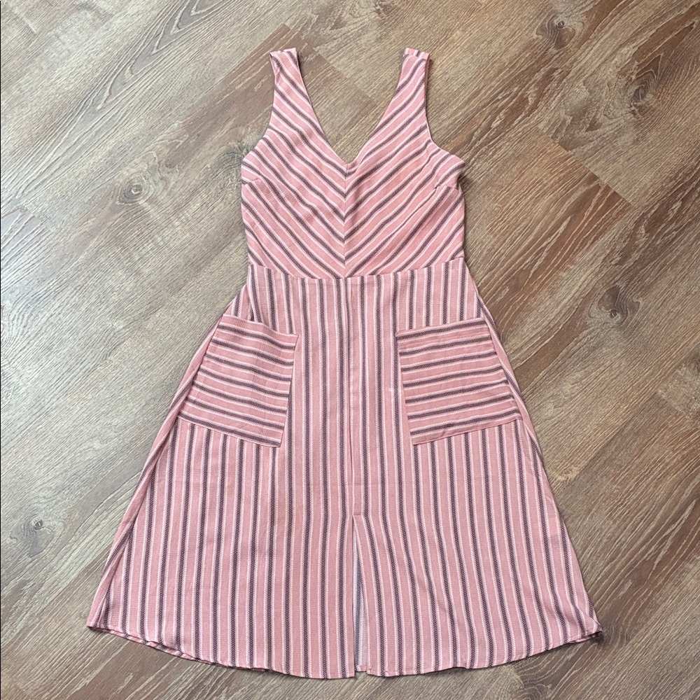 Monteau Los Angeles Pink Striped Sleeveless Midi Dress Women’s Large
